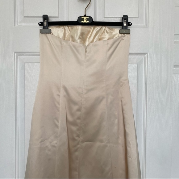 JS Boutique Cream Strapless Form Fitting Prom Formal Event Bridal Evening Gown - Picture 8 of 16